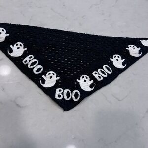 Crochet Head Scarf Halloween Black White Ghosts Boo One Size‎